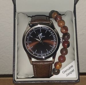 CARIBBEAN JOE MENS WATCH BROWN TACHYMETER WITH BRACELET CARIBBEAN JOE WATCH NEW